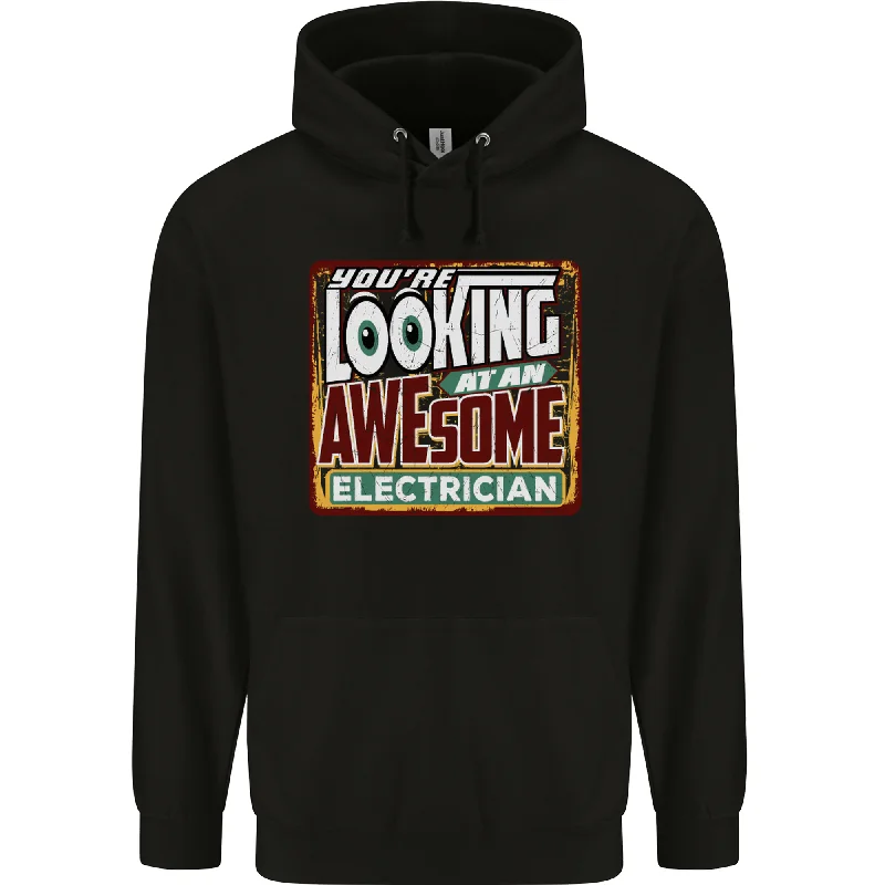 An Awesome Electrician Looks Like Mens 80% Cotton Hoodie