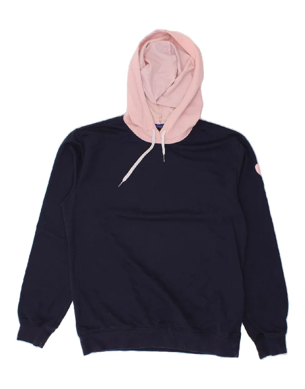 ASICS Womens Graphic Hoodie Jumper UK 16 Large Navy Blue Colourblock Cotton Hoodie Fleece Lining Warmth ASICS Womens Graphic Hoodie Jumper UK 16 Large Navy Blue Colourblock Cotton Hoodie Fleece Lining Warmth