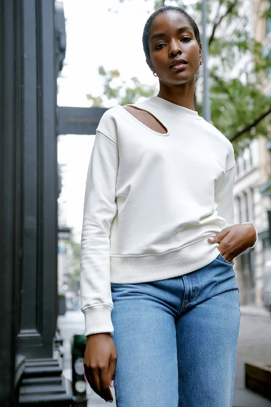 Bartlett Cutout Sweatshirt Hoodie with Hidden Zipper Minimalist Clean