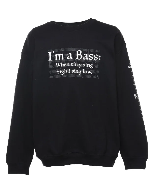 Black Bass Design Printed Sweatshirt - L