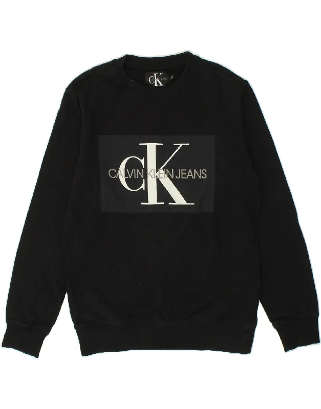 CALVIN KLEIN JEANS Mens Graphic Sweatshirt Jumper Medium Black Cotton Hoodie with Print Artistic Unique CALVIN KLEIN JEANS Mens Graphic Sweatshirt Jumper Medium Black Cotton Hoodie with Print Artistic Unique
