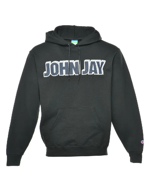 Champion John Jay Black Printed Hoodie - M