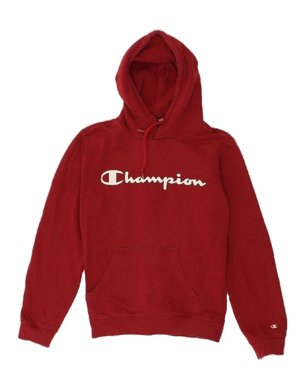 CHAMPION Mens Graphic Hoodie Jumper Small Red Cotton Hoodie with Back Slit Movement Comfort CHAMPION Mens Graphic Hoodie Jumper Small Red Cotton Hoodie with Back Slit Movement Comfort