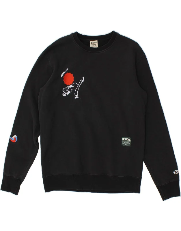 CHAMPION Mens Graphic Sweatshirt Jumper Medium Black Cotton