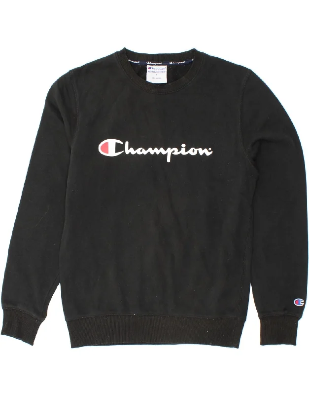 CHAMPION Mens Graphic Sweatshirt Jumper Small Black Cotton