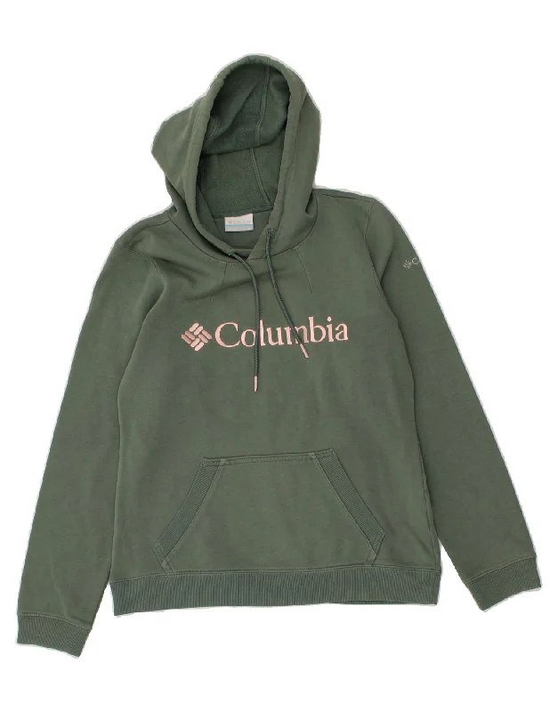 COLUMBIA Womens Graphic Hoodie Jumper UK 6 XS Green Cotton Hoodie with High Neck Warm Protective COLUMBIA Womens Graphic Hoodie Jumper UK 6 XS Green Cotton Hoodie with High Neck Warm Protective