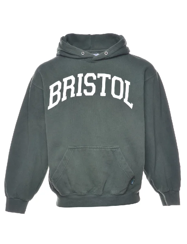 Dark Green Bristol Printed Hoodie - S