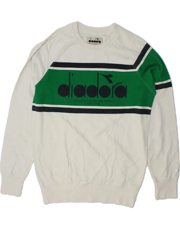 DIADORA Mens Graphic Sweatshirt Jumper Medium White Colourblock Cotton Hooded Sweatshirt Casual Wear Street Style DIADORA Mens Graphic Sweatshirt Jumper Medium White Colourblock Cotton Hooded Sweatshirt Casual Wear Street Style