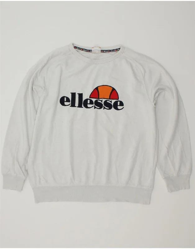 ELLESSE Womens Graphic Sweatshirt Jumper UK 16 Large White Cotton Hoodie with Patch Decorative Personalized ELLESSE Womens Graphic Sweatshirt Jumper UK 16 Large White Cotton Hoodie with Patch Decorative Personalized