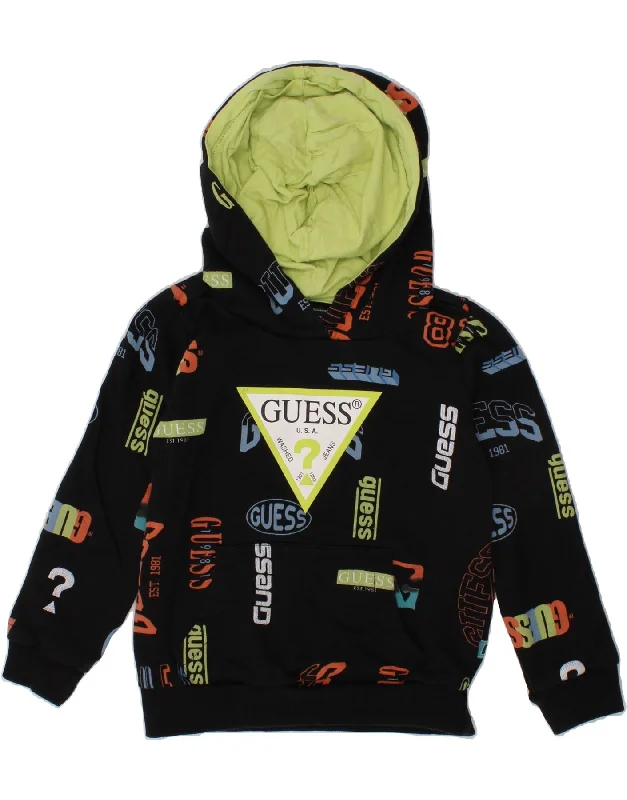 GUESS Boys Graphic Hoodie Jumper 2-3 Years Black Cotton Hoodie with Metallic Shiny Futuristic GUESS Boys Graphic Hoodie Jumper 2-3 Years Black Cotton Hoodie with Metallic Shiny Futuristic