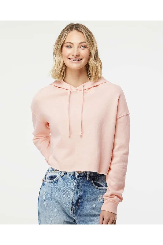 Independent Trading Co. Womens Crop Hooded Sweatshirt Hoodie - Blush Pink