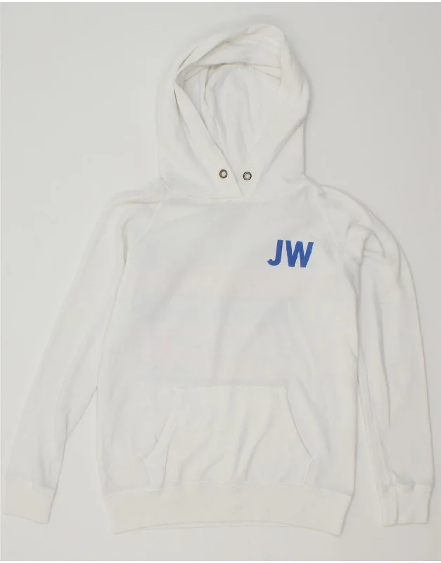 JACK WILLS Womens Oversized Graphic Hoodie Jumper UK 10 Small White Cotton