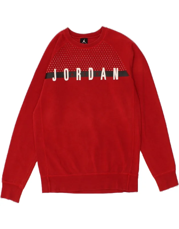 JORDAN Mens Graphic Sweatshirt Jumper Small Red Cotton Hoodie with Hood Adjustable Protection JORDAN Mens Graphic Sweatshirt Jumper Small Red Cotton Hoodie with Hood Adjustable Protection