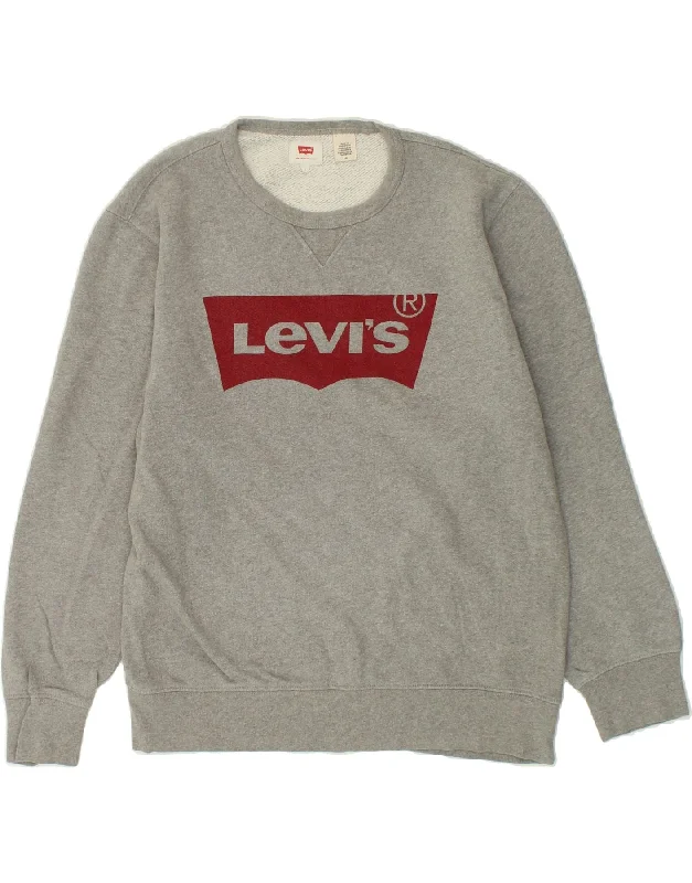 LEVI'S Mens Graphic Sweatshirt Jumper Large Grey Hoodie with Patch Decorative Personalized LEVI'S Mens Graphic Sweatshirt Jumper Large Grey Hoodie with Patch Decorative Personalized