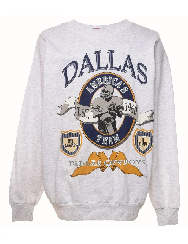 Marl Grey Dallas America's Team Printed Sweatshirt - XL