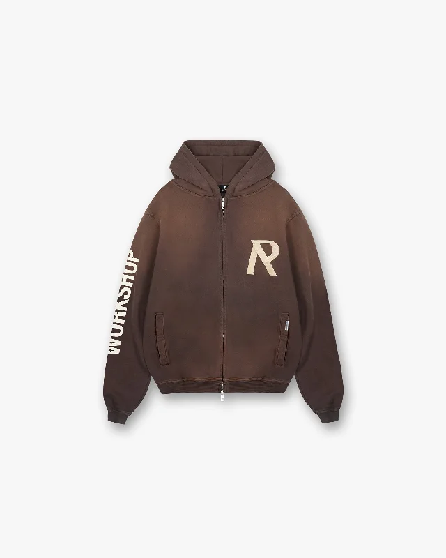 Masking Tape Initial Zip Hoodie - Cedar