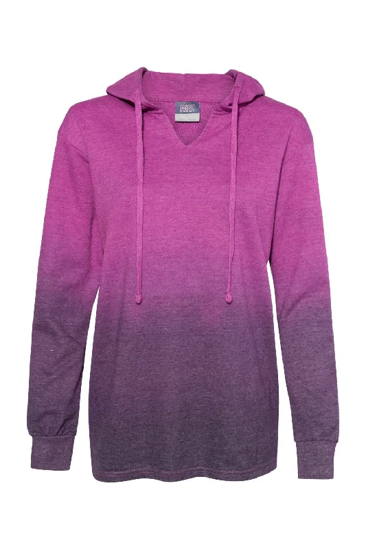 MV Sport Womens French Terry Ombre Hooded Sweatshirt Hoodie - Dragonfruit Pink/Navy Blue - NEW