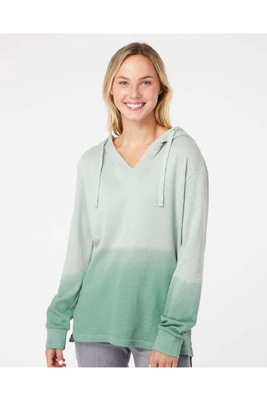 MV Sport Womens French Terry Ombre Hooded Sweatshirt Hoodie - Greenstone/Jungle Green - NEW