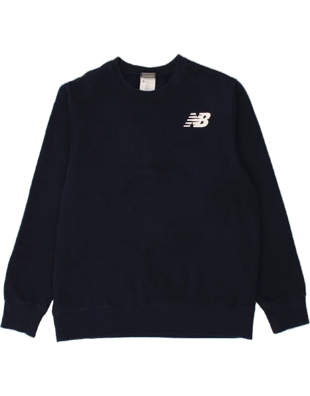 NEW BALANCE Mens Graphic Sweatshirt Jumper XL Navy Blue Cotton