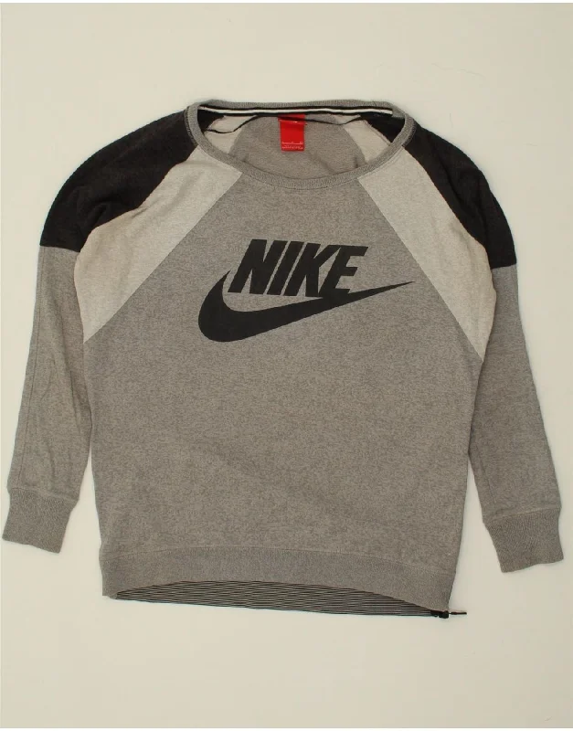 NIKE Mens Graphic Sweatshirt Jumper Small Grey Colourblock