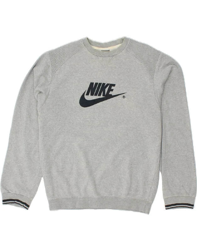 NIKE Mens Graphic Sweatshirt Jumper UK 36/38 Small Grey Cotton