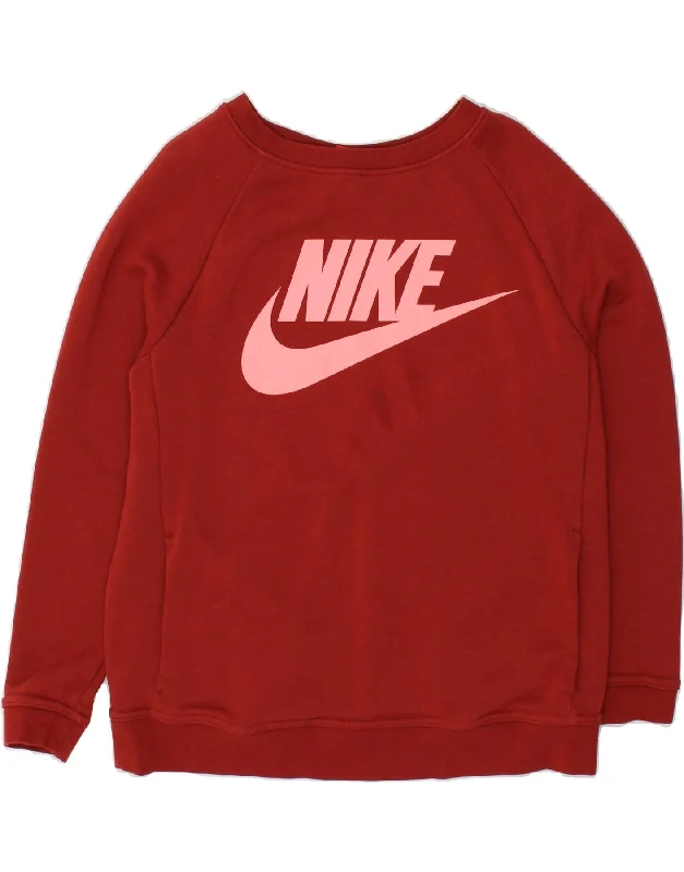 NIKE Womens Graphic Sweatshirt Jumper UK 14 Medium Red Cotton Hoodie with Typography Text Message NIKE Womens Graphic Sweatshirt Jumper UK 14 Medium Red Cotton Hoodie with Typography Text Message