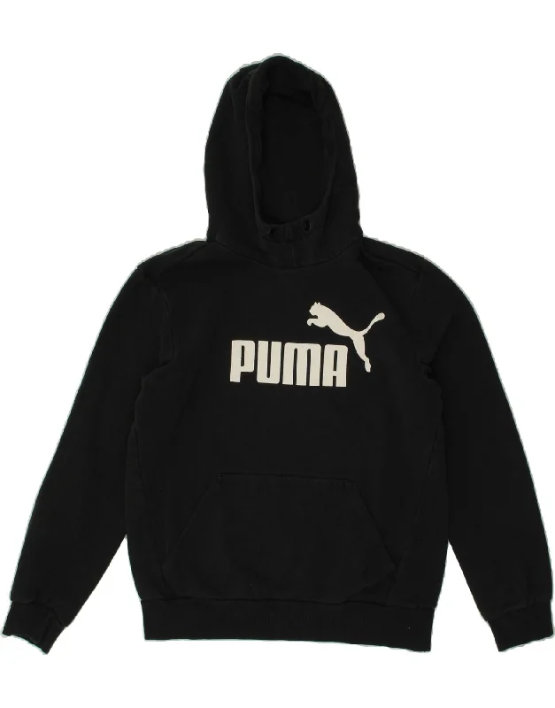 PUMA Mens Graphic Hoodie Jumper Small Black Cotton