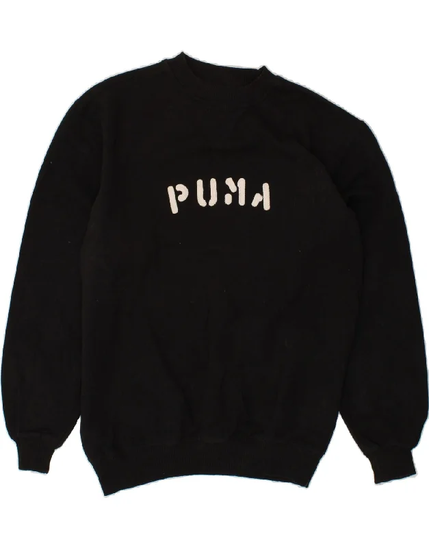PUMA Mens Graphic Sweatshirt Jumper Medium Black Hoodie with Hem Elastic Stretchable Comfortable PUMA Mens Graphic Sweatshirt Jumper Medium Black Hoodie with Hem Elastic Stretchable Comfortable