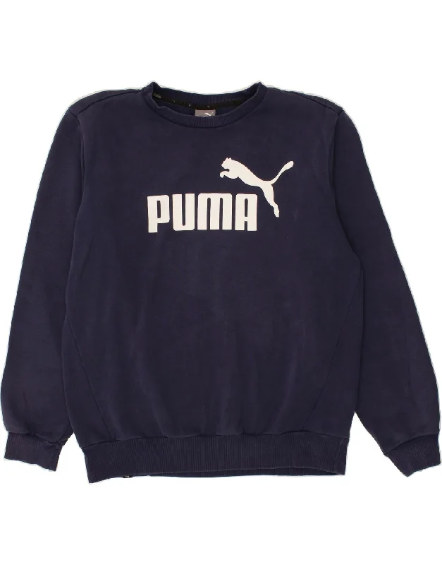 PUMA Mens Graphic Sweatshirt Jumper Medium Navy Blue Cotton