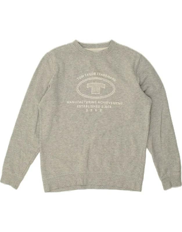 TOM TAILOR Mens Graphic Sweatshirt Jumper Small Grey Cotton Hoodie with Slim Fit Tailored Modern TOM TAILOR Mens Graphic Sweatshirt Jumper Small Grey Cotton Hoodie with Slim Fit Tailored Modern