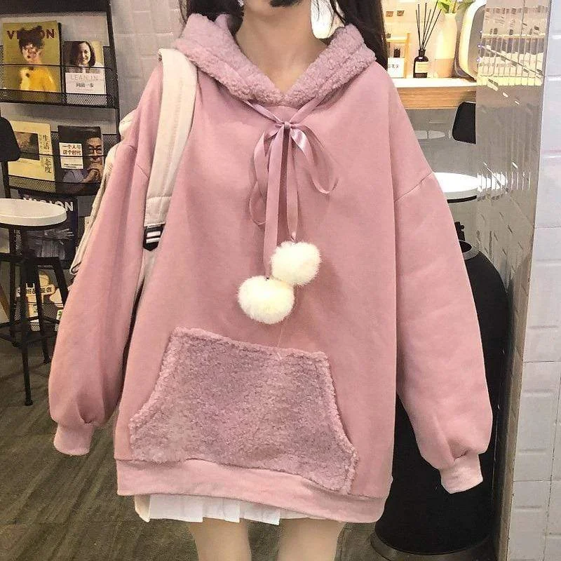Women's Cute Rabbit's Ears Sherpa Splice Hoodies Hoodie with Puffed Sleeves Voluminous Trendy Women's Cute Rabbit's Ears Sherpa Splice Hoodies Hoodie with Puffed Sleeves Voluminous Trendy