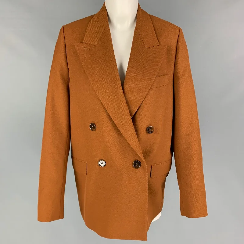 ACNE STUDIOS Size M Brown Polyester Wool Jacket Blazer Satin Fabric Silk Fabric Chiffon Fabric ACNE STUDIOS Size M Brown Polyester Wool Jacket Blazer Satin Fabric Silk Fabric Chiffon Fabric