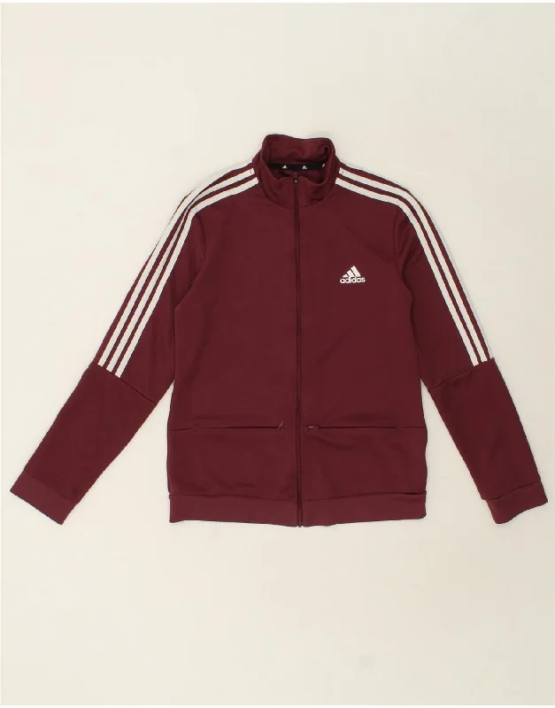 ADIDAS Womens Aeroready Tracksuit Top Jacket UK 12/14 Medium Burgundy