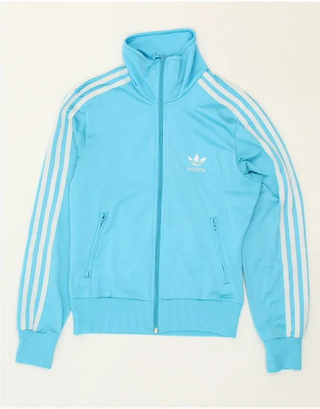 ADIDAS Womens Graphic Tracksuit Top Jacket EU 36 Small Blue Polyester