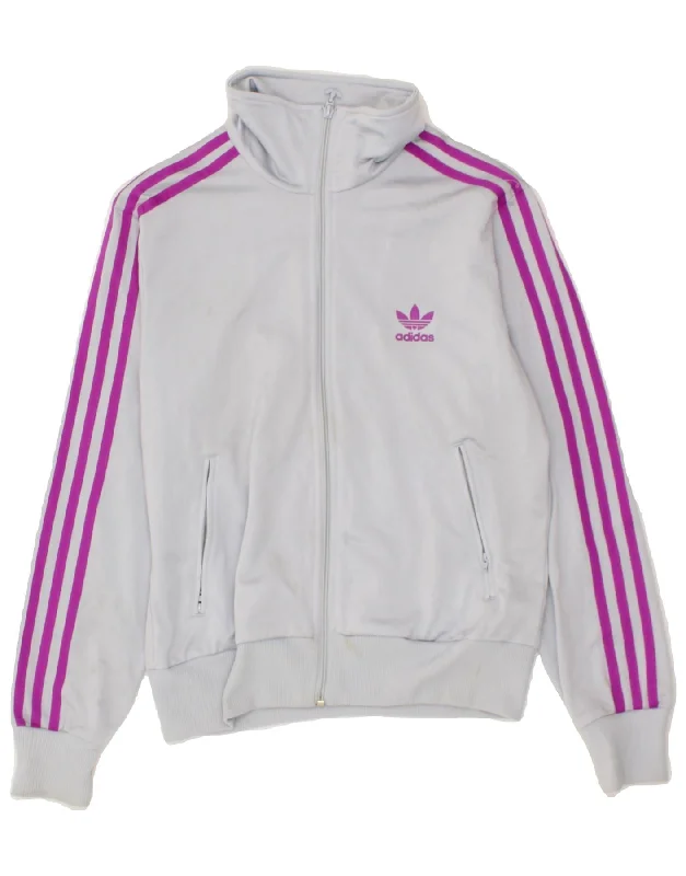 ADIDAS Womens Graphic Tracksuit Top Jacket IT 42 Medium Grey Polyester