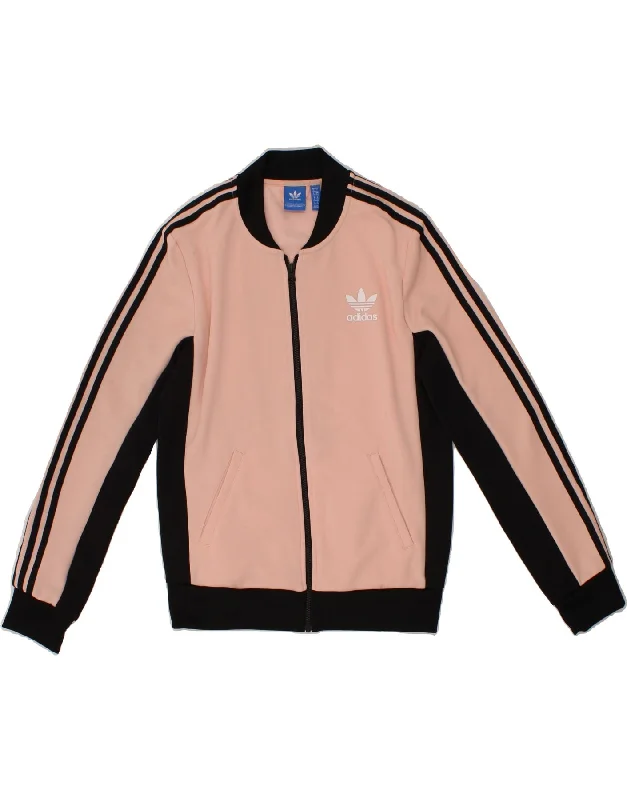 ADIDAS Womens Graphic Tracksuit Top Jacket UK 10 Small  Pink Colourblock