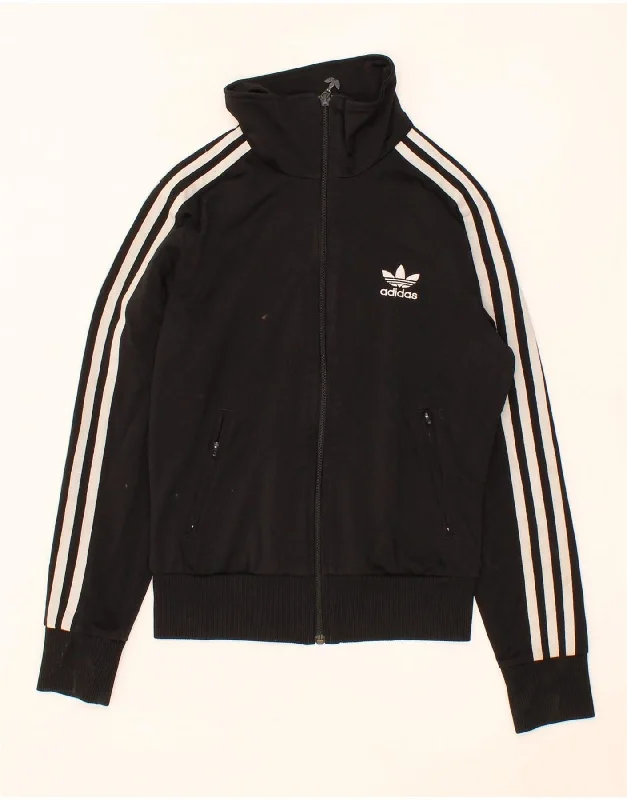 ADIDAS Womens Graphic Tracksuit Top Jacket UK 6 XS Black Polyester Tiered Jacket Buttoned Jacket Zippered Jacket ADIDAS Womens Graphic Tracksuit Top Jacket UK 6 XS Black Polyester Tiered Jacket Buttoned Jacket Zippered Jacket