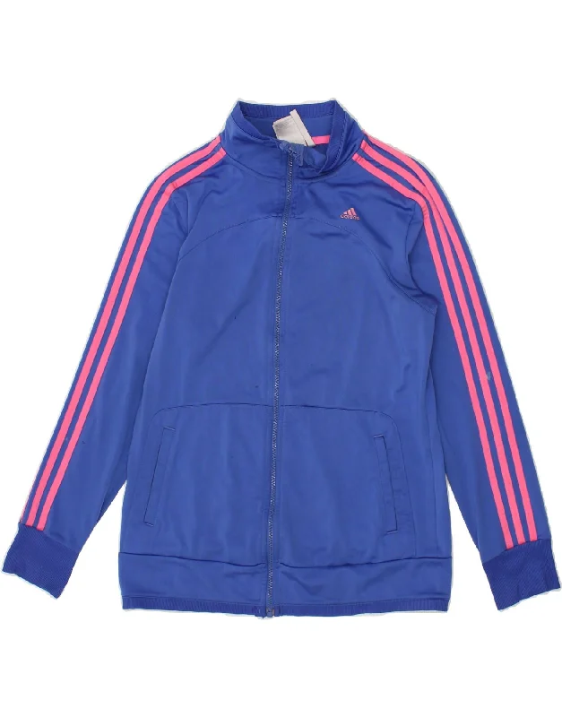 ADIDAS Womens Tracksuit Top Jacket UK 12/14 Medium Blue Polyester