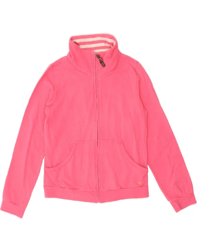 ADIDAS Womens Tracksuit Top Jacket UK 14 Medium Pink Cotton