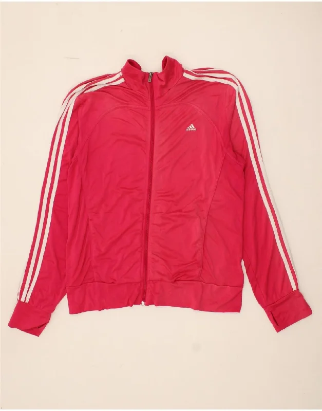 ADIDAS Womens Tracksuit Top Jacket  UK 16/18 Large Pink Polyester