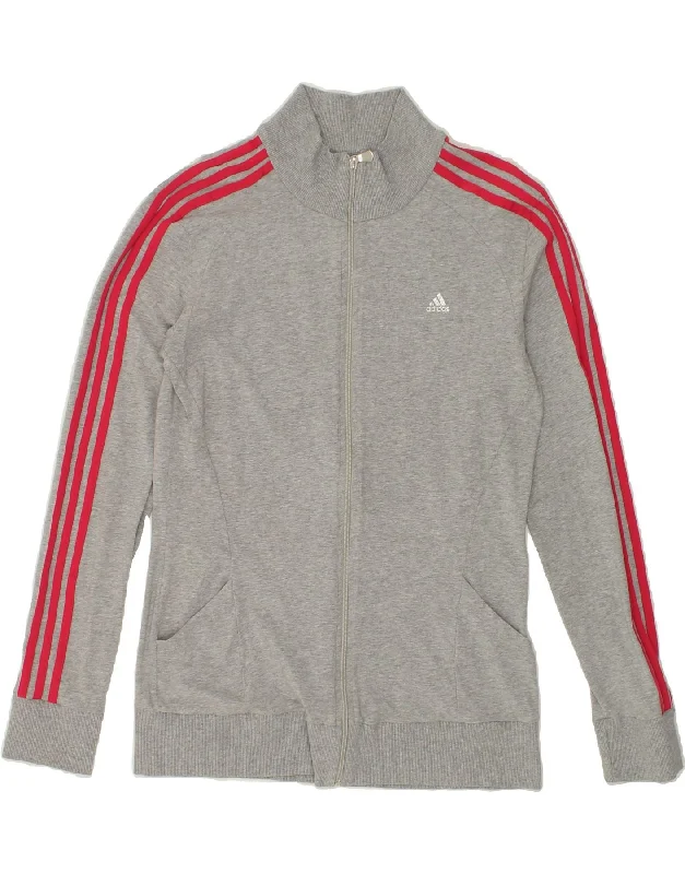 ADIDAS Womens Tracksuit Top Jacket UK 16 XL Grey Cotton