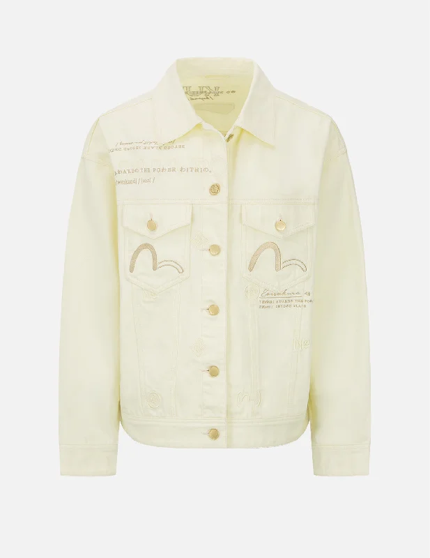 Allover Brand Elements Embroidery Denim Jacket Fitted Jacket Loose Jacket Oversized Jacket Allover Brand Elements Embroidery Denim Jacket Fitted Jacket Loose Jacket Oversized Jacket