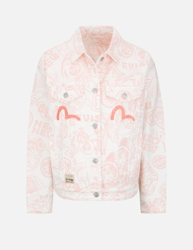Allover EVISU Squad Discharge-Print Denim Jacket Wool Jacket Cashmere Jacket Tweed Jacket Allover EVISU Squad Discharge-Print Denim Jacket Wool Jacket Cashmere Jacket Tweed Jacket