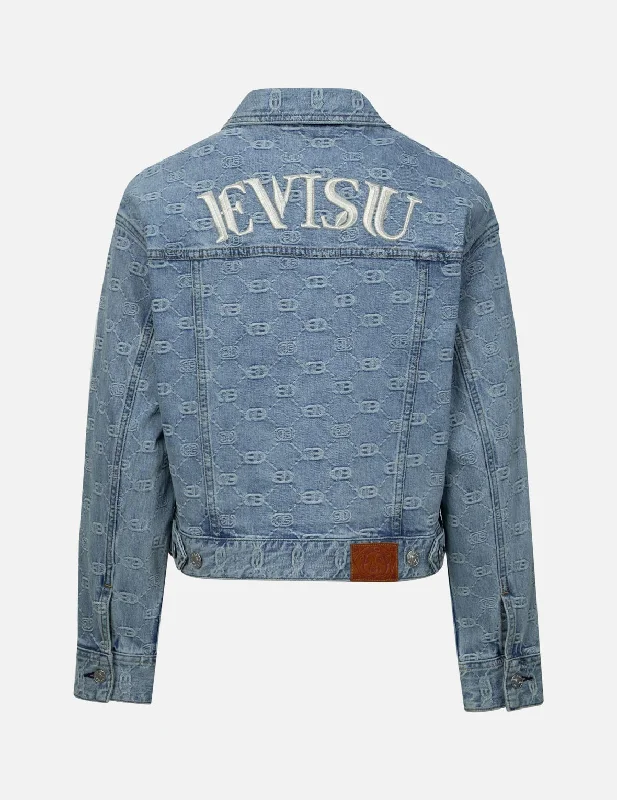 Allover Logo and Seagull Embroidery Loose Fit Denim Jacket Denim Jacket Leather Jacket Suede Jacket Allover Logo and Seagull Embroidery Loose Fit Denim Jacket Denim Jacket Leather Jacket Suede Jacket