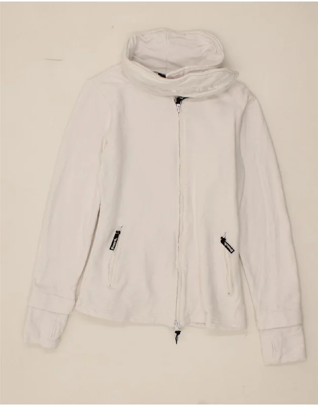 BENCH Womens Tracksuit Top Jacket UK 14 Large White Cotton