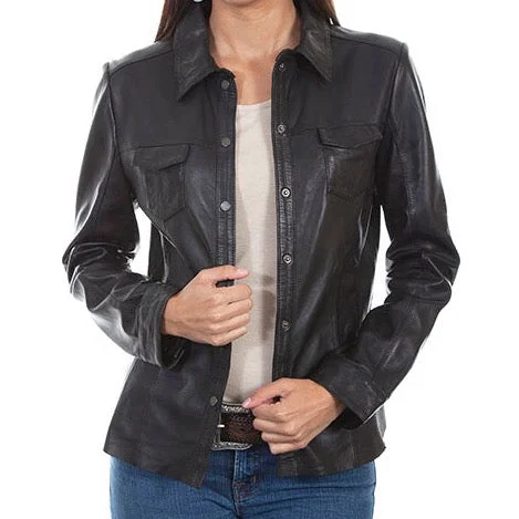 Black Lamb Leather Shirt Jacket at Bourbon Cowgirl Faux Fur Fabric Real Fur Fabric Shearling Fabric Black Lamb Leather Shirt Jacket at Bourbon Cowgirl Faux Fur Fabric Real Fur Fabric Shearling Fabric