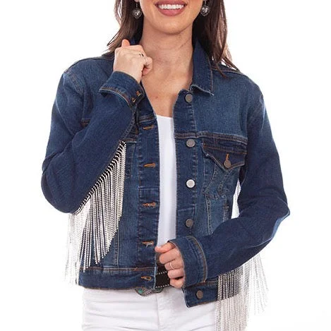 Blue Denim Jacket with Rhinestone Fringe at Bourbon Cowgirl Rayon Fabric Velvet Fabric Corduroy Fabric Blue Denim Jacket with Rhinestone Fringe at Bourbon Cowgirl Rayon Fabric Velvet Fabric Corduroy Fabric