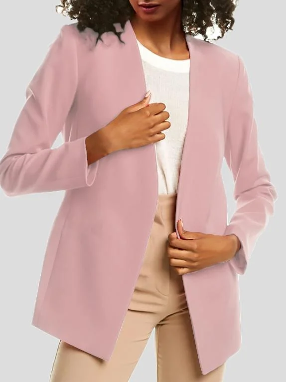 Casual Style Blazer,Open Front Long Sleeve Outwear Jacket