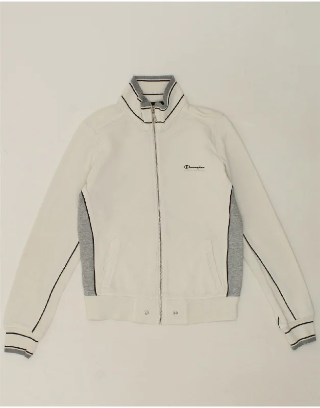 CHAMPION Womens Tracksuit Top Jacket UK 10 Small White Colourblock Cotton