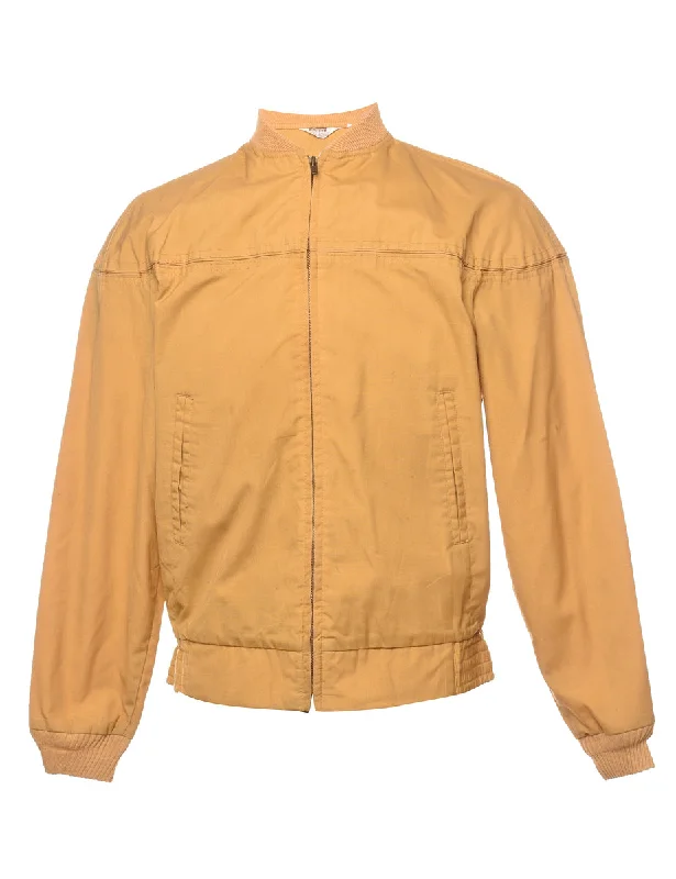 Classic Mustard Zip-Front Bomber Jacket - S